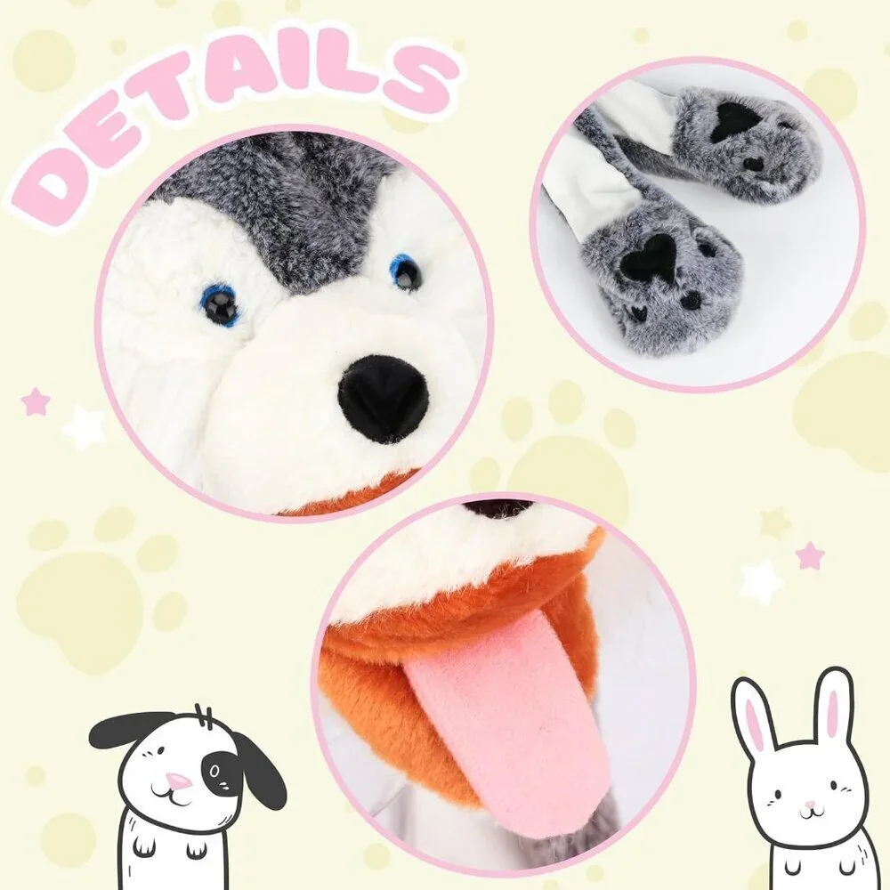 Kids Wolf Rainbow Animal Hat with Ears Moving Jumping Pop Up Beating Plush